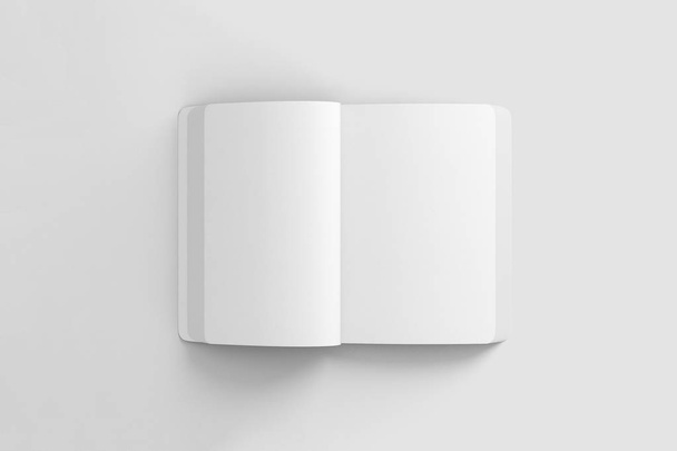 Reális üres kemény borító, magazin, könyv, füzet, prospektus, elszigetelt fehér Background. Mintája fel a design sablon kész. 3D-leképezés. - Fotó, kép