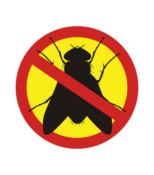 Stop fly red signs. Sign of pest control. Vector. - Vector, Image
