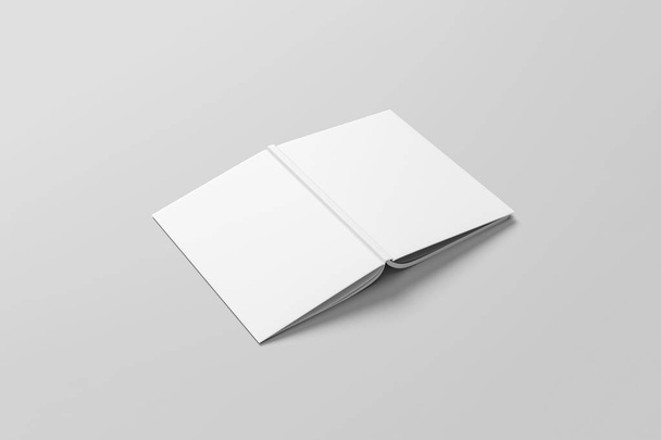realistischer Blanko-Einband von Magazin, Buch, Booklet, Broschüre isoliert auf weißem Hintergrund. mock up Vorlage bereit für Ihr Design. 3D-Darstellung. - Foto, Bild