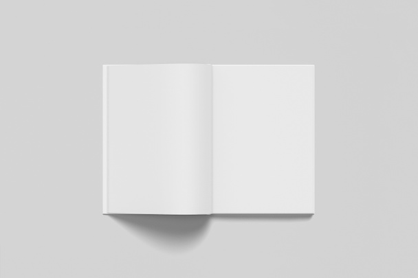 Couverture rigide réaliste vierge de magazine, livre, livret, brochure isolé sur fond blanc. Modèle maquillé prêt pour votre conception. rendu 3D
. - Photo, image