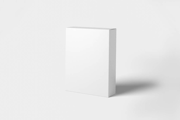 Ρεαλιστική λευκό κενό κουτί από χαρτόνι απομονώνονται σε λευκό φόντο. Μακέτα για εύκολη αλλαγή χρωμάτων. Έτοιμο για το σχέδιό σας. 3D rendering. - Φωτογραφία, εικόνα