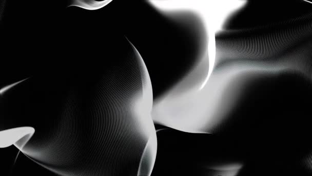 Fondo blanco y negro abstracto, textura de onda o velo. Ondas suaves, abstractas, monocromáticas flotando lentamente, lazo sin costuras
. - Metraje, vídeo