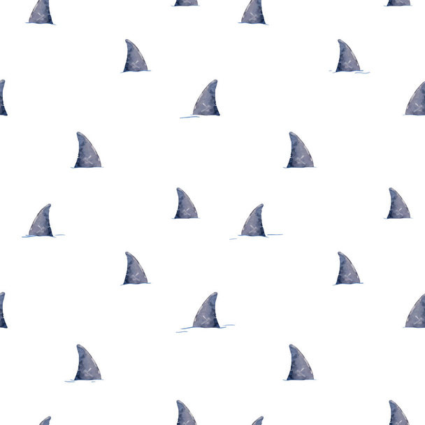 Watercolor shark vector pattern - Wektor, obraz