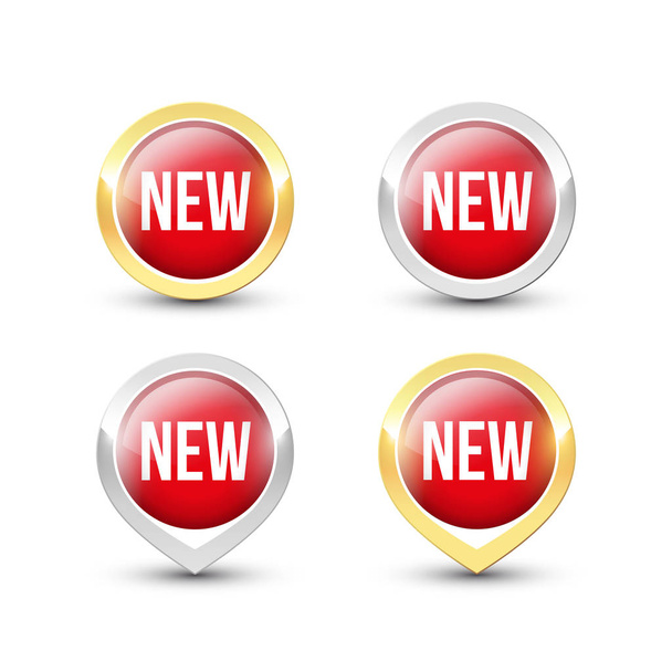 Red round NEW icons - Vector, imagen