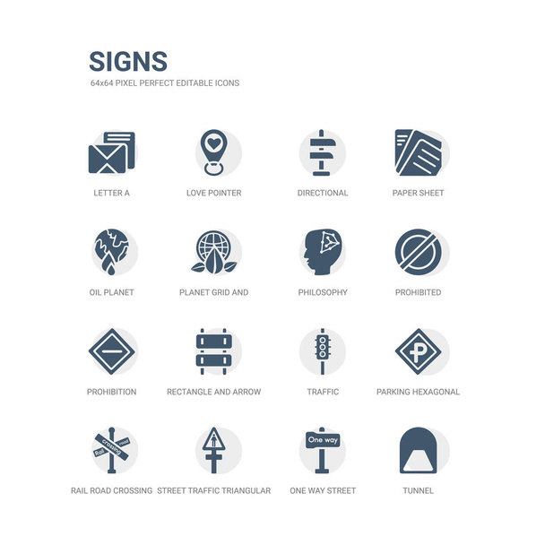 simple set of icons such as tunnel, one way street, street traffic triangular, rail road crossing cross, parking hexagonal, traffic, rectangle and arrow, prohibition, prohibited, philosophy. related - Vector, Image