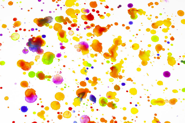 Watercolour Coloured Paint Drips Splatters and spots for Background - Photo, Image