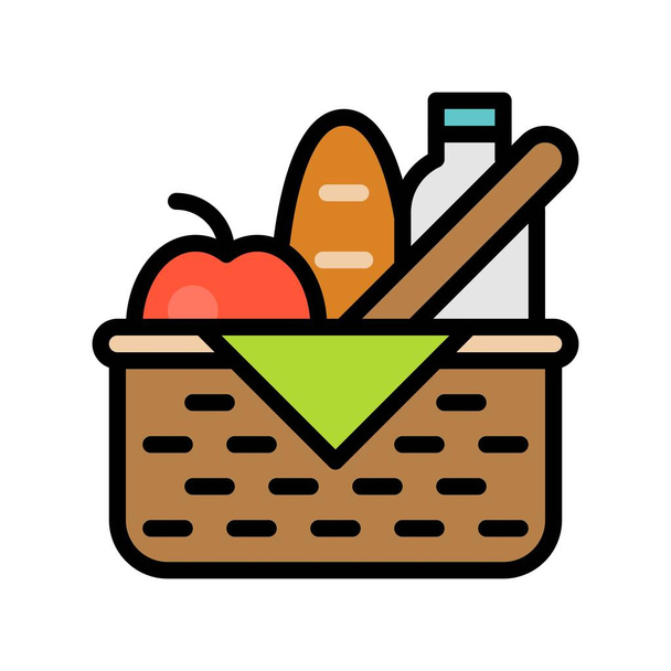 vector cesta de comida, temporada de primavera llena icono de estilo editable golpe
 - Vector, Imagen
