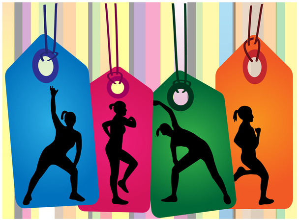 silhouettes of girl stretching and exercise - Vector, Image
