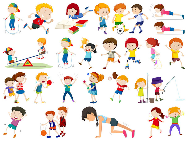 Σύνολο άσκηση τα παιδιά - Διάνυσμα, εικόνα