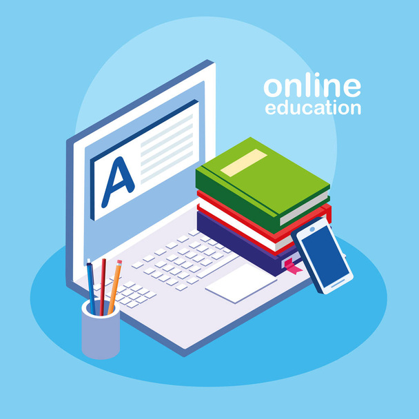 online education with laptop - Vector, Image