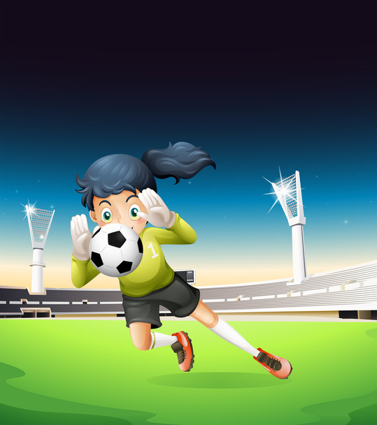 een vrouwelijke voetballer - Vector, afbeelding