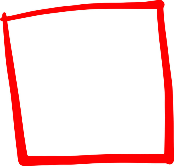 Red Hand-drawn rectangle  - Vector, Image