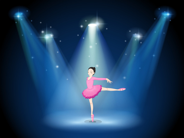 Uma senhora no balé de dança rosa com holofotes
 - Vetor, Imagem