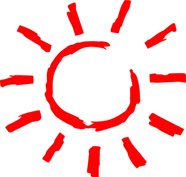 Red Hand-painted sun illustration  - Vector, Image