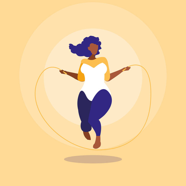 μεγάλη μαύρη γυναίκα ασκεί θετική δύναμη σώματος - Διάνυσμα, εικόνα