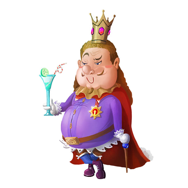 close up view of funny king illustration - Foto, afbeelding