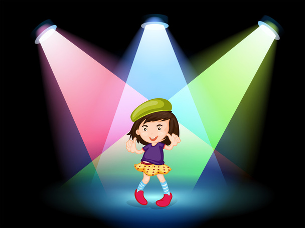 A stage with a young girl dancing - Vector, Image