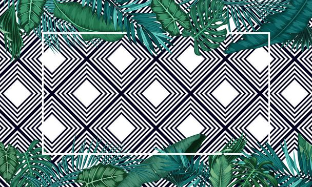 Tropical leaves forest background - Vector, Image