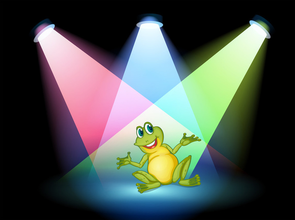 A frog on the stage with spotlights - Vector, Image