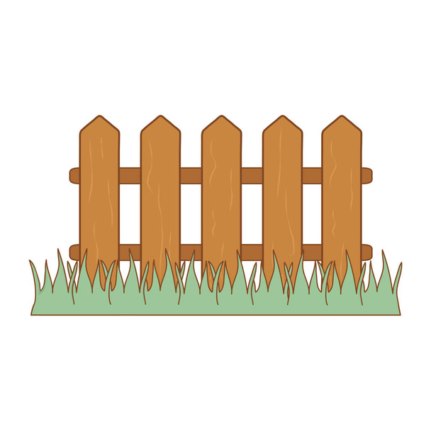wooden fence with grass - Vector, Image