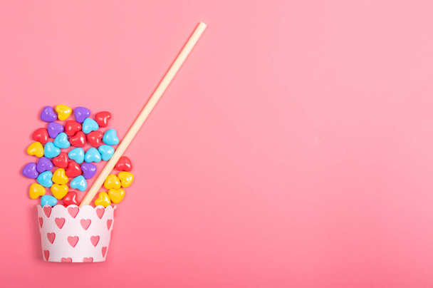 candy on pink background - Foto, afbeelding