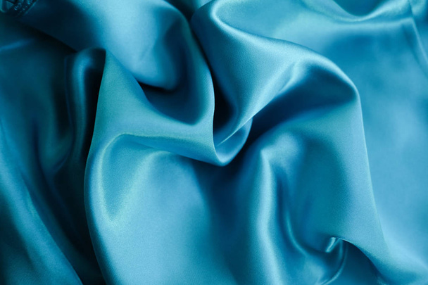 Ύφασμα μπλε κύματα - υλικό για φόντο και υφή. - Φωτογραφία, εικόνα