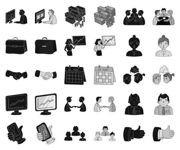 Business Conference And Negotiations black, monochrome icons in set collection for design.Business and training vector symbol stock web illustration
. - Вектор,изображение