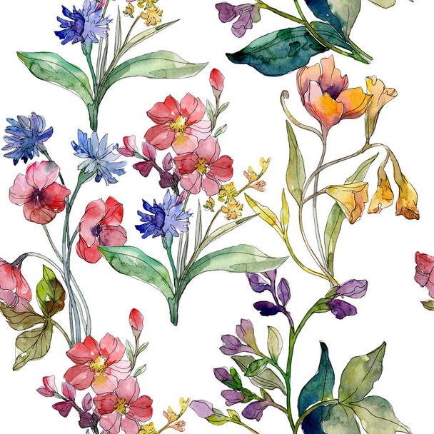 Luxury fashion prints with wildflowers. Watercolor background illustration set. Seamless background pattern. - 写真・画像