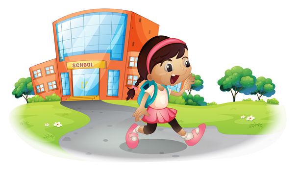 A cute student going home from school - Vector, Image