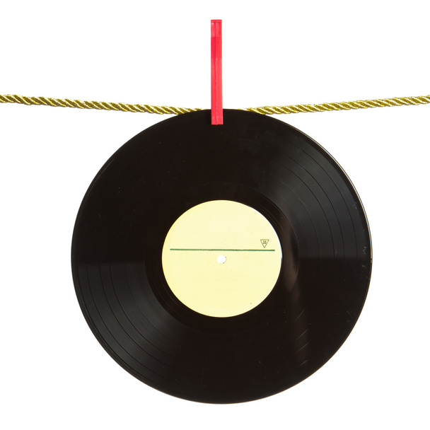 Disque de vinyle sur corde d'or
 - Photo, image