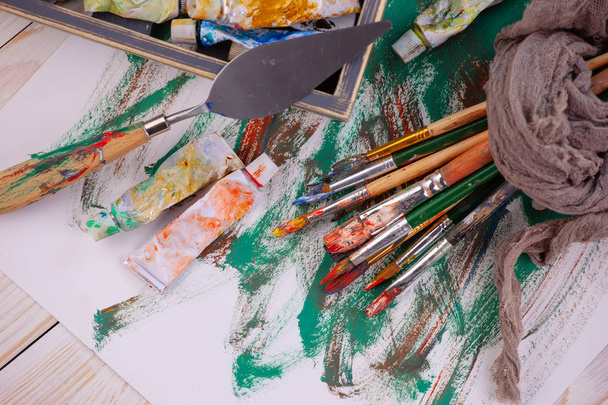 Paint brushes and paints for drawing. - 写真・画像