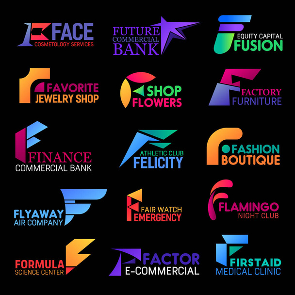 F εικονίδια εταιρική ταυτότητα αφηρημένο σχήμα στυλ - Διάνυσμα, εικόνα