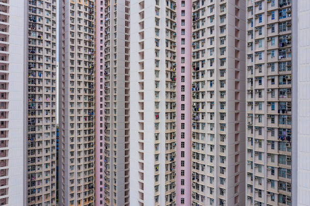 Fachada de construção de arranha-céus em Hong Kong
 - Foto, Imagem
