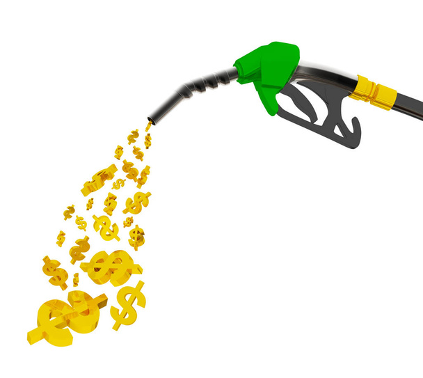 buse pompage d'essence dans un réservoir, de la buse de carburant verser de l'essence sur fond blanc, buse pompage d'un carburant liquide essence dans un réservoir de l'industrie pétrolière,  - Photo, image
