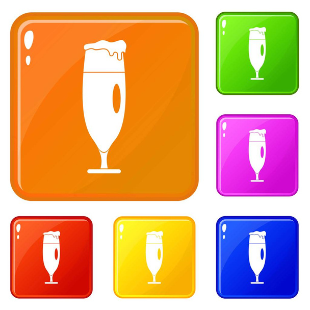 Beer glass icons set vector color - Wektor, obraz