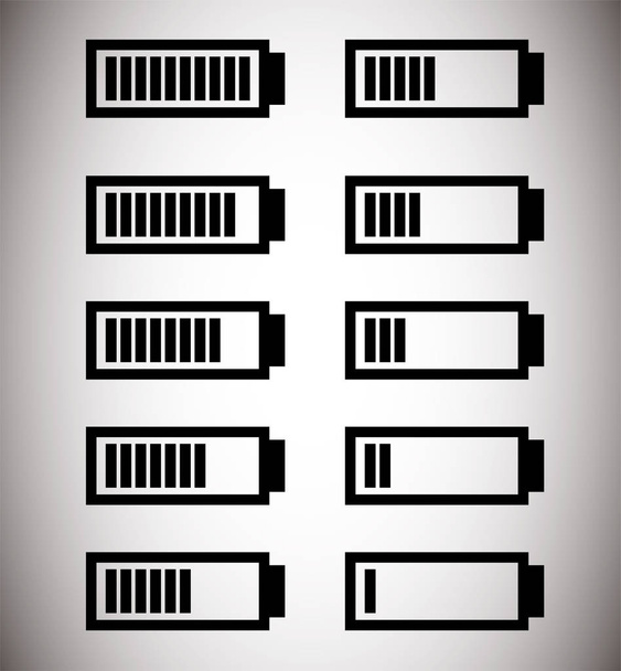 Set illustrazione livello batteria monocromatica
 - Vettoriali, immagini