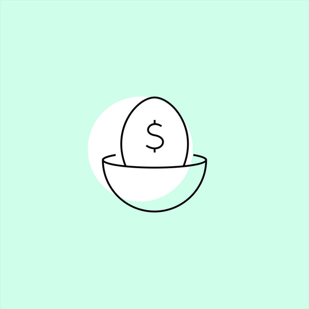 egg and dollar flat vector icon on colorful background - Vettoriali, immagini