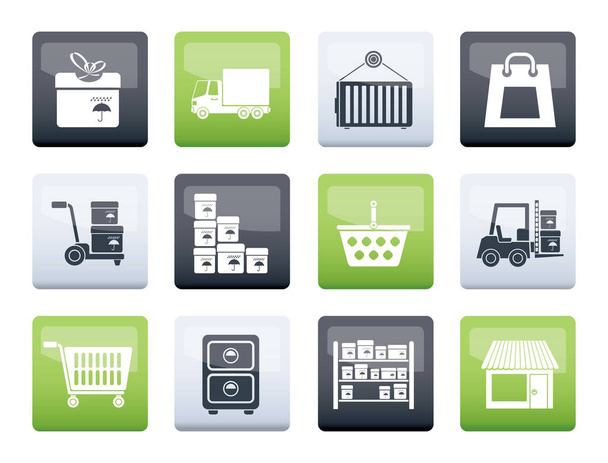 Storage, transportation, cargo and shipping icons over color background - vector icon set - Vektor, obrázek
