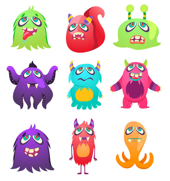 Schattige Monsters. Cartoon vreemdelingen uit de ruimte voor kinderen van kleuterschool. - Vector, afbeelding