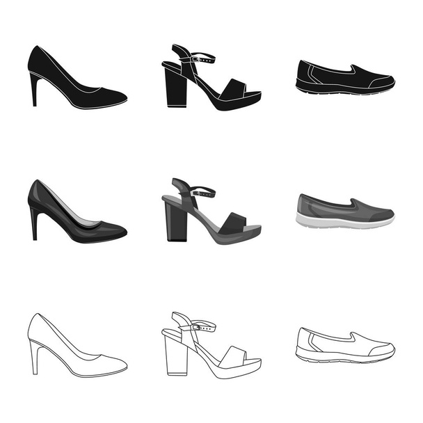 Vector design of footwear and woman sign. Set of footwear and foot stock symbol for web. - Vektor, kép