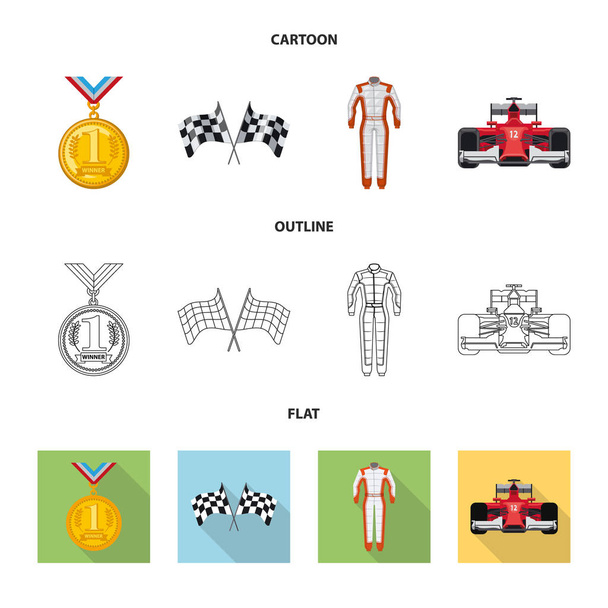 Vector illustration of car and rally symbol. Set of car and race stock symbol for web. - Vector, Image