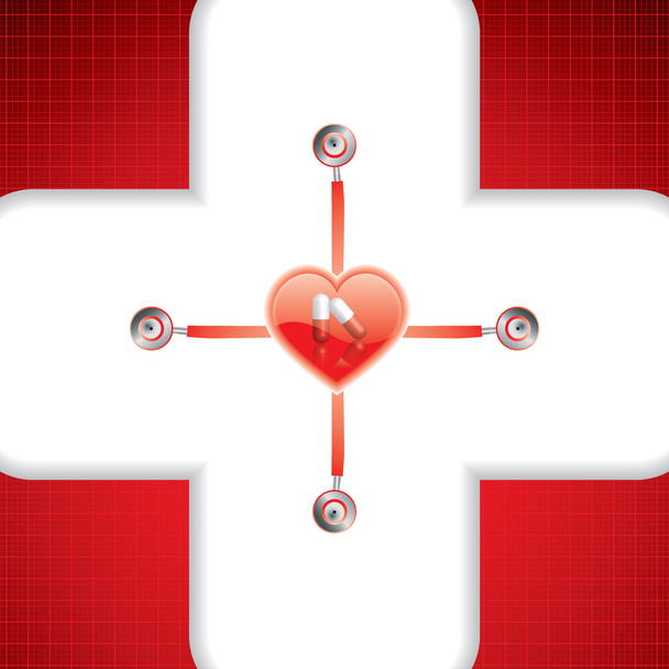 Abstract red grid medical background - Vector, Image