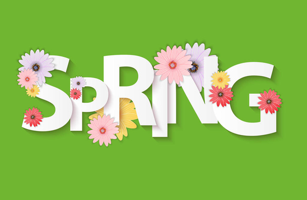 Hello Spring Banner Greetings Design  Background with Colorful F - Vector, Image