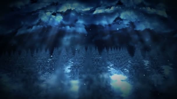 Winter Wald Illustration, Nachtszene, abstrakte Natur Hintergrund, Schleife Landschaft Animation, - Filmmaterial, Video