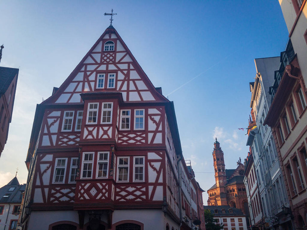 Half-timbered houses at Kirschgarten in the oldtown of Mainz, Germany - Photo, image