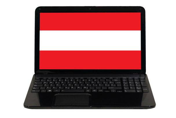 φορητό υπολογιστή με την εθνική σημαία της Αυστρίας - Φωτογραφία, εικόνα