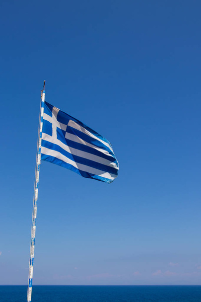 greek flag waving in the sky - Photo, Image