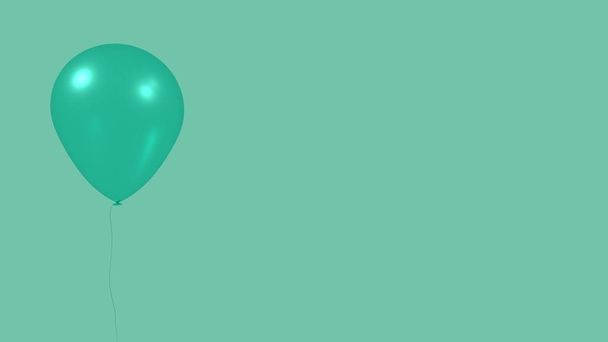 türkisfarbener Ballon auf türkisfarbenem Hintergrund - Foto, Bild