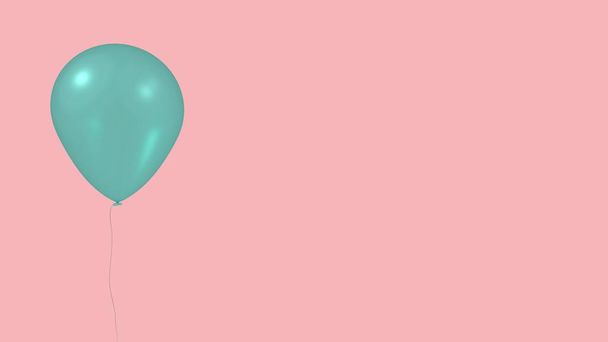 Turquoise ballon op een roze achtergrond - Foto, afbeelding