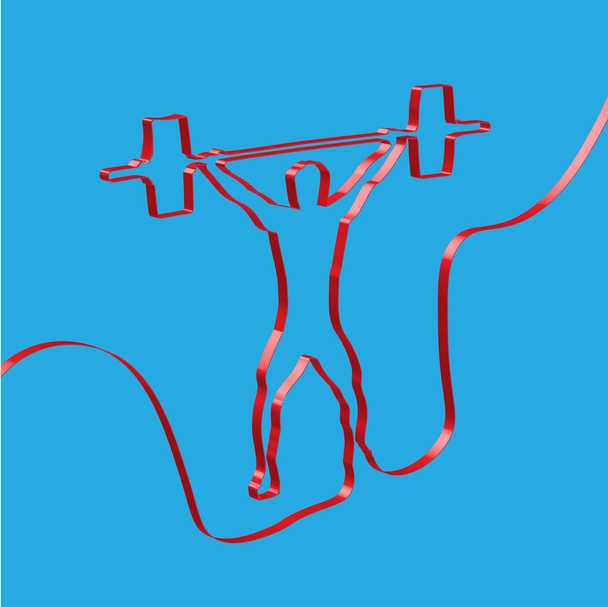 Colorful ribbon shapes a weightlifter, vector - Vektör, Görsel
